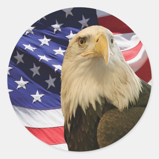 Sticker Rond Aigle et drapeau américains (Devant)