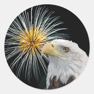 Sticker Rond Aigle et feux d'artifice