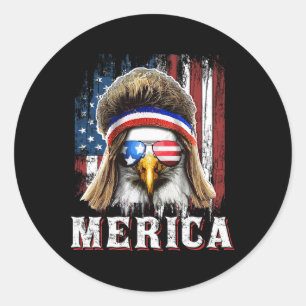 Sticker Rond Aigle Mullet Merica 4 Juillet Drapeau Américain Ét