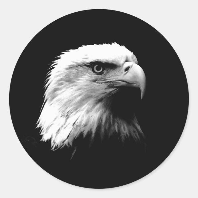 Sticker Rond Aigle noir et blanc (Devant)