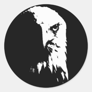 Sticker Rond Aigle noir et blanc