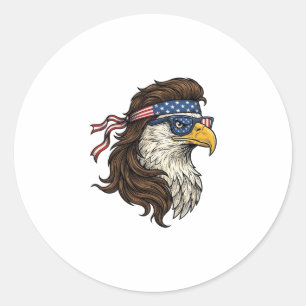 Sticker Rond Aigle patriotique Mullet Gravure vintage vecteur D