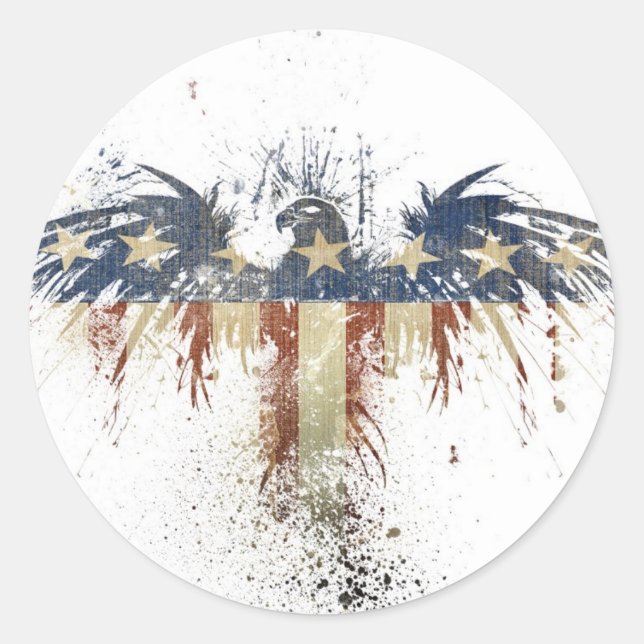 Sticker Rond Aigle patriotique, US/USA, drapeau SAD (Devant)