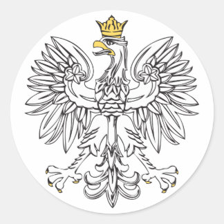 Sticker Rond Aigle Polonais Avec Couronne Or