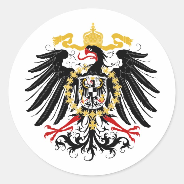 Sticker Rond Aigle rouge prussien Noir et Or (Devant)