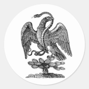 Sticker Rond Aigle serpent Cactus Americana Art patriotique