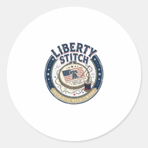 Sticker Rond Aiguille à broderie patriotique Liberty Stitch
