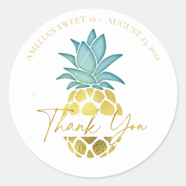 Sticker Rond Aiguille tropicale 16 Merci ID922 (Devant)