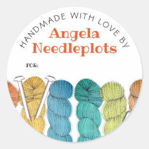 Sticker Rond Aiguilles de tricot en fil tordu faites à la main 