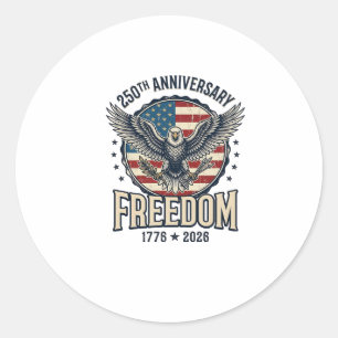 Sticker Rond Aile de la liberté vintage patriotique du 250e ann