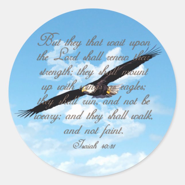 Sticker Rond Ailes comme Aigles, Ésaïe 40:31 Bible chrétienne (Devant)