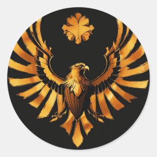 Sticker Rond "Ailes de l'élégance : Aigle d'or classique