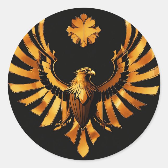 Sticker Rond "Ailes de l'élégance : Aigle d'or classique (Devant)