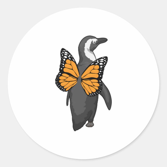 Sticker Rond Ailes de papillon pingouin (Devant)