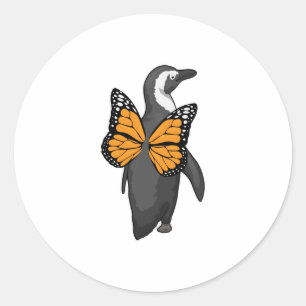 Sticker Rond Ailes de papillon pingouin