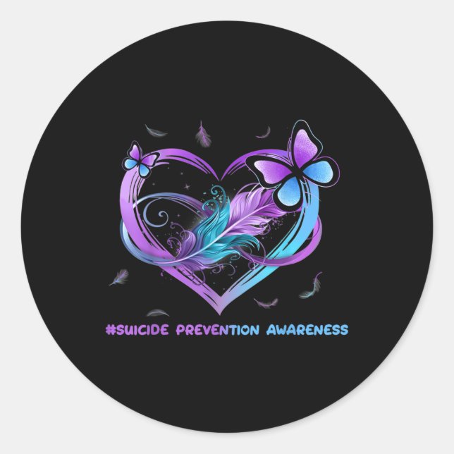 Sticker Rond Ailes de sensibilisation au suicide Ange Ruban, Su (Devant)