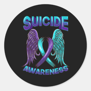 Sticker Rond Ailes de sensibilisation au suicide et le suicide 