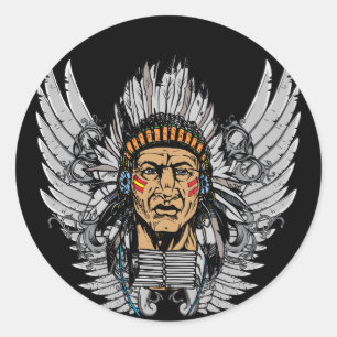 Sticker Rond Ailes en chef des Indiens