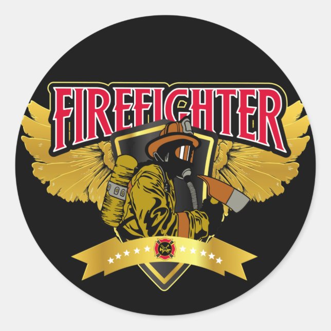Sticker Rond Ailes pompiers (Devant)