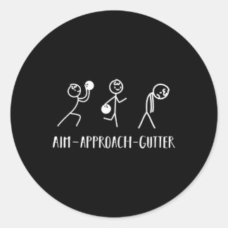 Sticker Rond Aim Gutter Bowler Funny Bowling Hommes Femmes