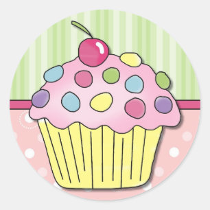 Sticker Rond Aimant à gâteau rose Froid