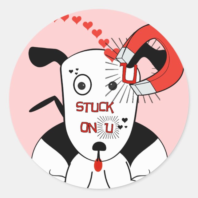 Sticker Rond Aimant Goofy coincé sur Bull Terrier (Devant)
