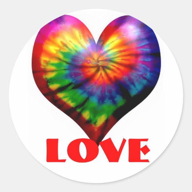 STICKER ROND AIME TIE DYE COEUR STICKER! ! (Devant)