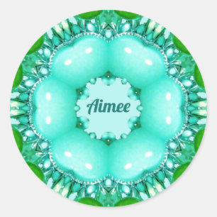 Sticker Rond AIMEE ~ Motif Abstrait Fractal Lumineux ~ Classiqu