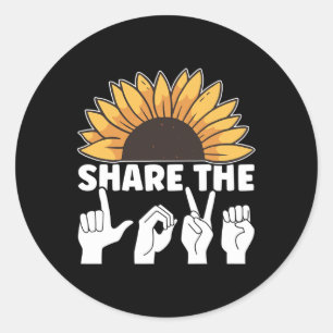 Sticker Rond Aimer Asl American Sign Language Awareness Asl