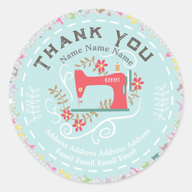 Sticker Rond Aimer Machine à coudre Pastel Blue (Devant)