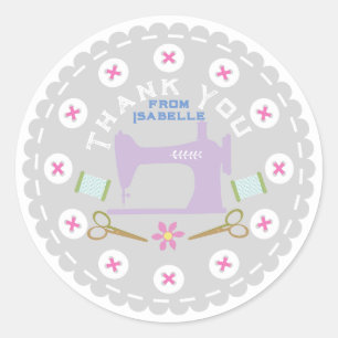 Sticker Rond Aimer Machine à coudre Pastel Grey