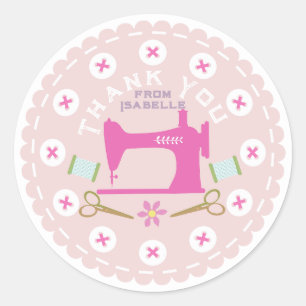 Sticker Rond Aimer Machine à coudre Pastel Peach