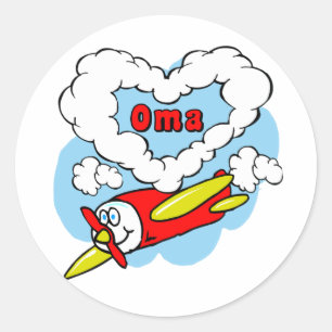 Sticker Rond Aimer Oma Kids Avion