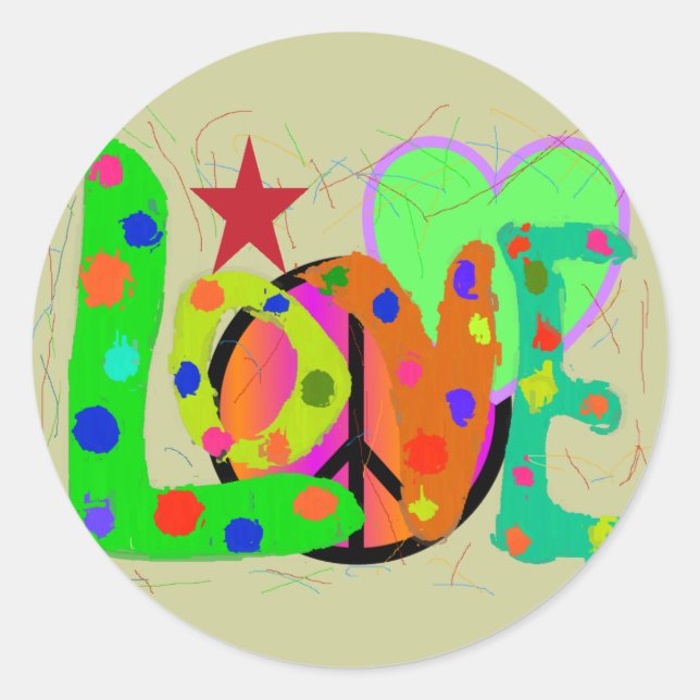 Sticker Rond Aimer PAIX & Harmonie T-shirts et cadeaux (Devant)