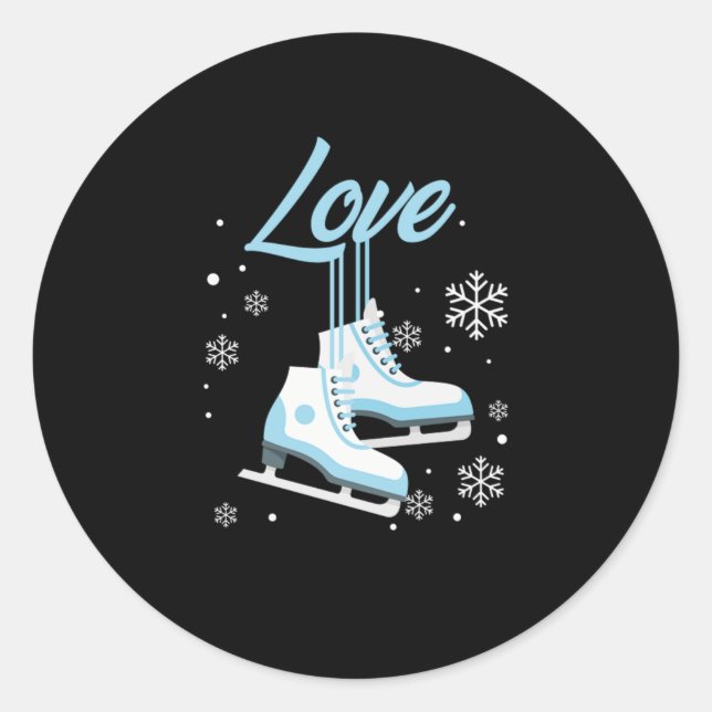 Sticker Rond Aimer Patinage sur glace Sports d'hiver Cadeau (Devant)