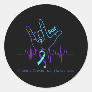 Sticker Rond Aimer Prévention Suicide Sensibilisation Ribbon Su