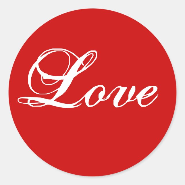 Sticker Rond Aimer Sceau ROUGE avec lettres blanches (Devant)