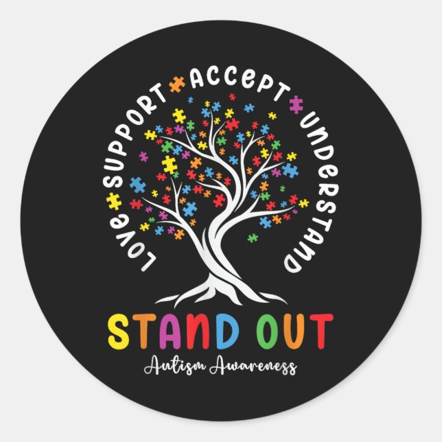Sticker Rond Aimer Support Accepter Comprendre Sensibilisation  (Devant)