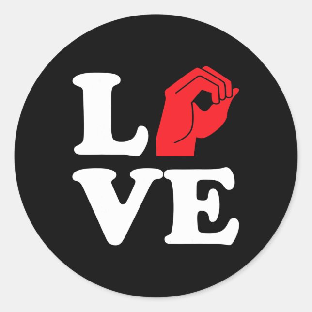 Sticker Rond Aimer Symbole Asl (Devant)