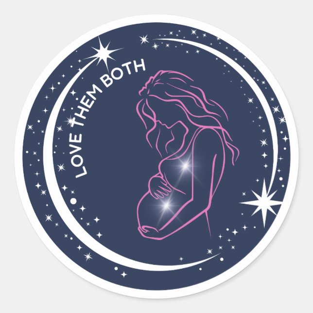 Sticker Rond Aimez-Les À La Fois Enceinte Mère Céleste (Devant)