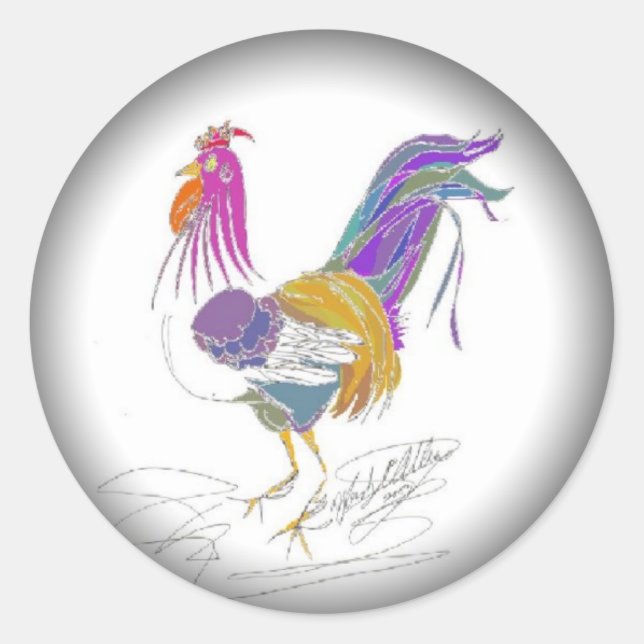 Sticker Rond Aimez-moi Aimer mon coq (Devant)