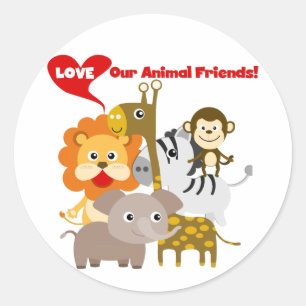 Sticker Rond Aimez nos amis animaux
