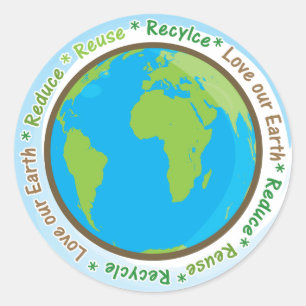 Sticker Rond Aimez notre Terre - Réduisez, réutilisez et recycl