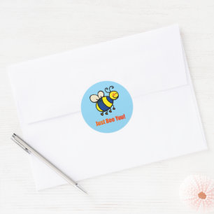 Sticker Rond Aimez-Vous Heureux Abeille Caricature