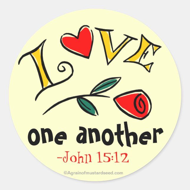 Sticker Rond Aimez-vous les citations bibliques (Devant)