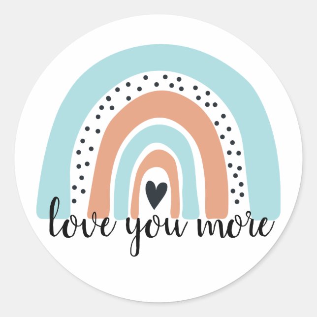 Sticker Rond Aimez-vous plus Rainbow Heart Blue Peach (Devant)