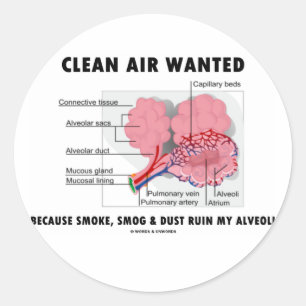 Sticker Rond Air pur Recherché (Santé et médecine Humour Alveol