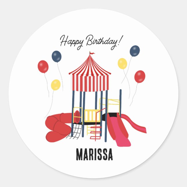Sticker Rond Aire de jeu Enfants Garçons Filles Anniversaire No (Devant)