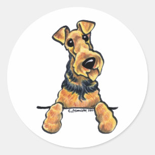 Sticker Rond Airedale Terrier Line Art