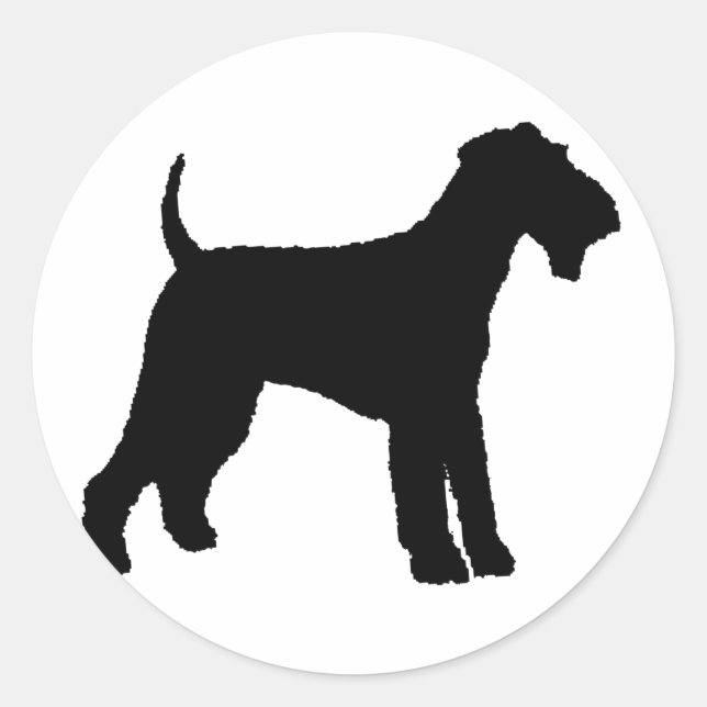 Sticker Rond Airedale Terrier (noir) (Devant)
